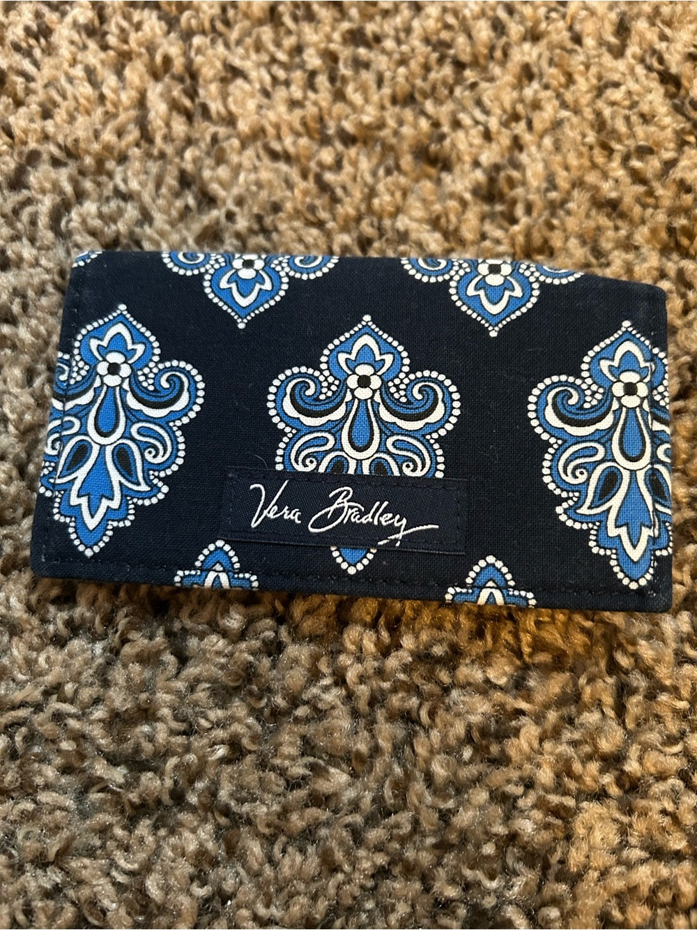 Vera Bradley Navy and Light Blue Printed Trifold Card Holder